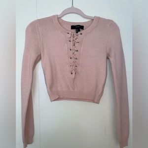 Forever 21 pink front criss cross sweater